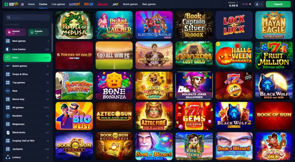 Online slots in LuckyStar Casino